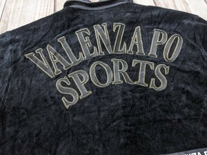 12．日本製 バレンザ・ポー VALENZA PO SPORTS パイピング切替 ベロア調 ブルゾンジャケット サイズ40　黒白金x803