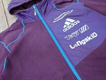 12．adidas アディダス Lengskid ナイロン切替 ジップアップフリースパーカー ブルゾン　メンズO 紫トレーニングウェアx809_画像1