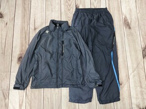 5．2点 デサント DESCENTE ナイロンジャージブルゾンジャケットジャンパー パンツ メンズM　グレー黒 トレーニングウェアy904