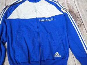 8．CHELSEA FC adidas アディダス 別布切替 ジャージブルゾン トラックジャケット メンズL　青グレー x913