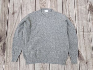 6．APALETTA カシミヤ100 カシミア100　エンボス 編込み ニットセーター メンズLL グレーx911