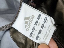 2．00s adidas アディダス ポリウレタンフィルムラミネート加工 レザー調 パーカー メンズM　茶系アイボリー系x104_画像8