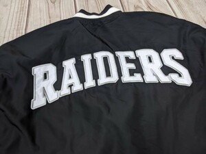 8．RAIDERS GU 袖NFL 両面デザイン 中綿入り 防寒ブルゾンジャケット ボンバージャケット メンズL 黒白109