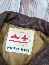 15．POSH BOY ポッシュボーイ 牛革レザー 中綿入り ウールスタジャン　サイズフリー ベージュ茶系y813_画像8