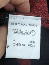 4．Schott SHETLAND WOOL ボーダー柄 デザイン ウールニットセーター メンズL えんじ黒x811_画像5