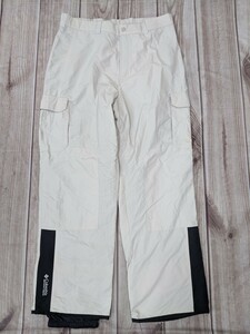 7．Colombia コロンビア F1 WM 8001 裏メッシュ 裾ロゴ スキー　ナイロンパンツ メンズXL 薄ベージュ オフホワイトアウトドアウェアy102