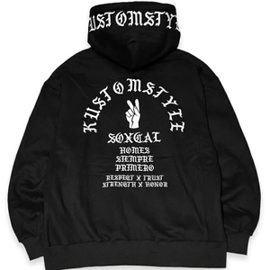 XLサイズ Kustomstyle カスタムスタイル PRIMERO PULLOVER HOODIE 刺繍LOGO パーカー 黒色