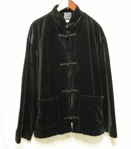 レア！ GAP ギャップ ベロア チャイナジャケット 黒SIZE L オールドギャップ OLD GAP カバーオール ベルベット チャイナデザイン