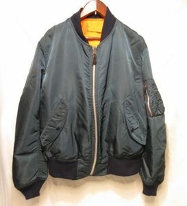 USA製 ALPHA INDUSTRIES MA-1 ネイビー Ｍサイズ アメリカ製 アルファ フライトジャケット MA1 リバーシブル MADE IN USA