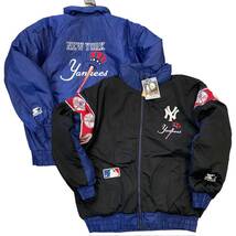 Dead Stock! 90s STARTER × New York Yankees リバーシブル ジャケット XL スターター MLB NY ヤンキース 中綿 ナイロン ゲームジャケット_画像1