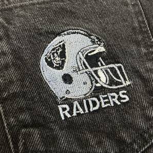 90s USA製 NFL RAIDERS ブラック ジーンズ W32 L34 ストレート デニム パンツ レイダース 刺繍 SCOVILLジッパー レア 90年代 ヴィンテージの画像5