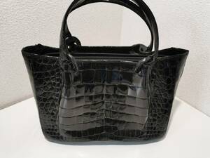 151106K72-1216T4□クロコダイル バッグ□JRA レディース鞄 革製鞄 婦人用バッグ 黒 ブラック ハンドバッグ 