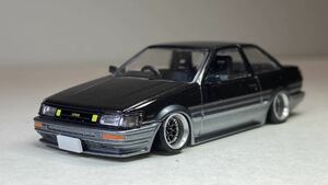 1/64 改 TOYOTA corolla levin 2door GT-APEX ae86 車高短 深リムホイール 走り屋 ドリ車 峠 街道レーサー カスタムミニカー tlv