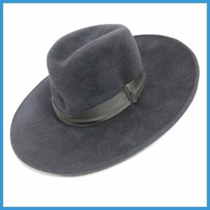 ▼△Gigi Burris Millinery ♪フェルトハット★グレー★美品♪ 帽子 サテンリボン ♪約55cm