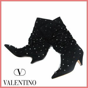 =*VALENTINO( Valentino )* stud gya The - boots * black * size 37(23.5cm corresponding )* lady's boots * suede 