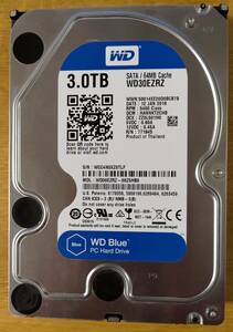 (中古) Western Digital WD Blue WD30EZRZ 3.5 インチ PC 用ハードディスクドライブ SATA 3TB 5400RPM