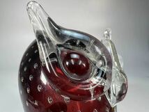 B0728 MURANO ITALY ムラーノ Gambaro＆Poggi ヴェネチアン 置物 フクロウ匹 縁起物 飾物 床置 ガラス工芸 時代物_画像8