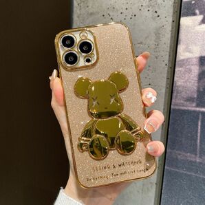 オシャレup↑きらきらiPhone12用ケース・シルバーソフトケース・即購入歓迎 kaws ベアブリック アイホンケース 