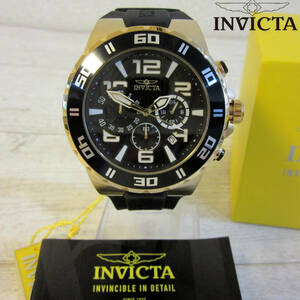 定価7.5万 新品箱入り INVICTA インヴィクタ 腕時計 クロノグラフ ダイバーウォッチ メンズ 黒 金 ブラック ゴールド 日本製クオーツ 48mm