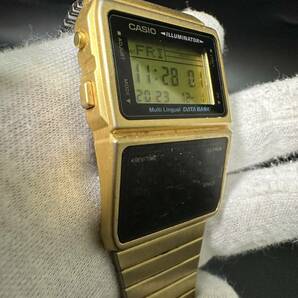 CASIO DATABANK カシオ マルチリンガル データバンク DBC-611G クオーツ ゴールド 電卓 NS00081の画像3