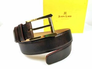 * super-rare * new goods unused * John Lobb Gold buckle belt ROULEAU Mu jiam car f dark brown size 80*32mm original BOX attaching 