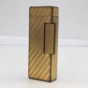 ダンヒル dunhill スリム ガスライター 波型 ローラー式 喫煙具 ゴールド Dun70