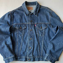 70's Levi's 70505 USA製 ビンテージ リーバイス Size 44 ケアタグ付き Small e 70年代 濃藍 インディゴ Gジャン_画像9