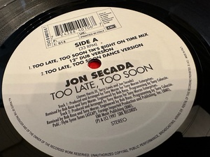 12”★Jon Secada / Too Late, Too Soon / ユーロ・ヴォーカル・ハウス / R&B！