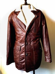 極上 最上質 atelier zero leather co.（羊革）シープスキンレザー シングルプレスト ボマー コート ジャケット 美色ブラウン M