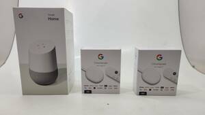 【7552】1円~ Google Home スマートスピーカー ホワイト Google Chromecast 4K 3点セット 完動品 中古品