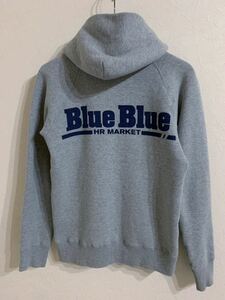 ハリウッドランチマーケット　BLUE BLUE ロゴバックプリント　ZIPパーカー ジャケットXSサイズ　裏起毛