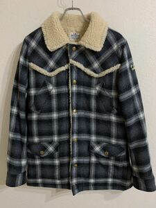 美品　TMT CHECK BOA LUNCH JACKET チェックボアジャケット ブラック系　XLサイズ