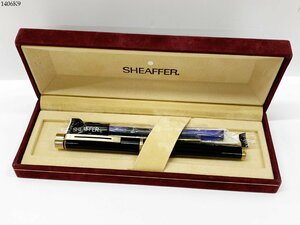 ★SHEAFFER シェーファー TARGA タルガ 1022 ペン先 14K 585 F 細字 ブラック×ゴールド 万年筆 筆記用具 替えインク ケース付き 1406K9-21