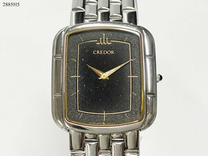 ★稼働品◎ SEIKO セイコー CREDOR クレドール 5A74-5180 クォーツ 2針 ブラック ラメ文字盤 メンズ 腕時計 電池交換済 2885H5-14