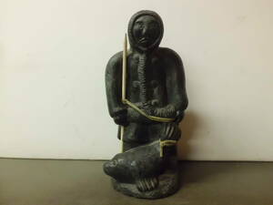 令ご1743な-1/イヌイット　エスキモー　彫刻　置き物　約26cm　カナダ　オブジェ