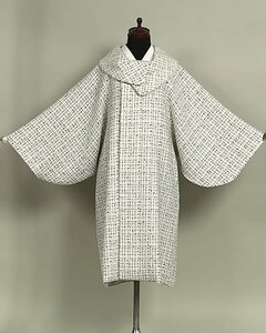 【和遊館】KOG185　日本製ラメツイードロール衿和装用ロングコート　白色