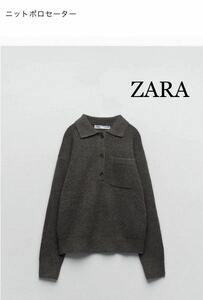 ZARA◇ザラ　ニットポロセーター　ブラウン　表記Mサイズ　中古品　ショールカラー