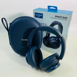 中古 Anker Soundcore Space Q45 ノイズキャンセリング ワイヤレスイヤホンヘッドホン ネイビー