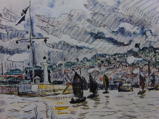 Paul Signac, [Honfleur], Große Vintage-Kunstsammlung, Guter Zustand, Brandneu, hochwertig gerahmt, Kostenloser Versand, Französische Landschaftsmalerei, Impressionismus, arte, Malerei, Ölgemälde, Natur, Landschaftsmalerei