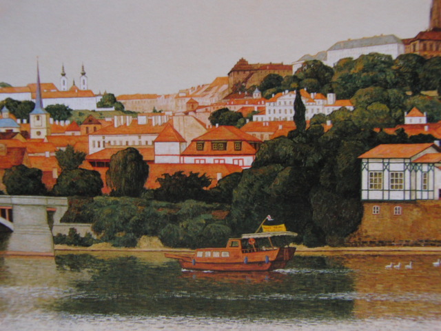 Shino Yokoyama, Château de Prague et ruisseau Vltava, Extrait d'un livre d'art rare, Nouveau cadre de haute qualité, Avec cadre, Bonne condition, frais de port inclus, art, peinture, peinture à l'huile, Nature, Peinture de paysage