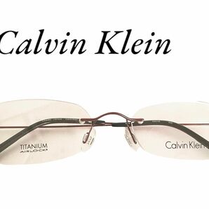 【Calvin Klein】高級メガネ縁なし 透明メガネ 箱つき