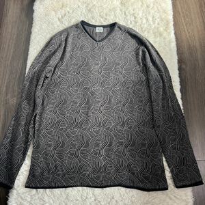 アルマーニARMANI メンズ 薄手 長袖ニット プルオーバー ブラック×グレー XXL