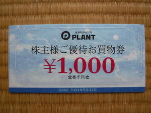PLANT　株主優待　８０００円分（1000円×8枚）　送料無料　