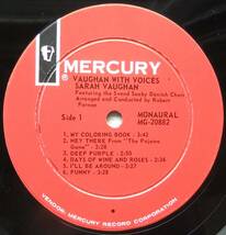 ◆ SARAH VAUGHAN / Vaughan With Voices ◆ Mercury MG 20882 (red:dg) ◆ V_画像3