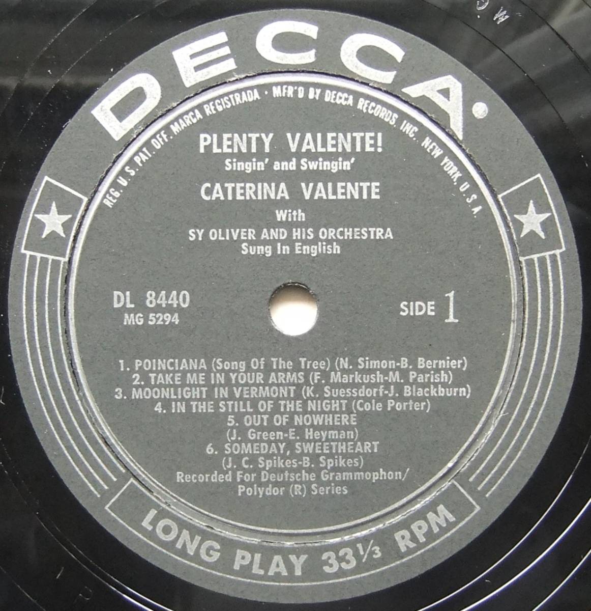 ◆ CATERINA VALENTE / Plenty Valente! Singin' and Swingin' ◆ Decca DL 8840 (black:dg) ◆ ◆ CATERINA VALENTE / Plenty Valente! Singin' and Swingin' ◆ Decca DL 8840 (black:dg) ◆