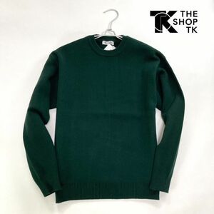 ★新品 THE SHOP TK タケオキクチ ニット 丸首 L スウェットライクニットプルオーバー マシンウォッシャブル ダークグリーン★