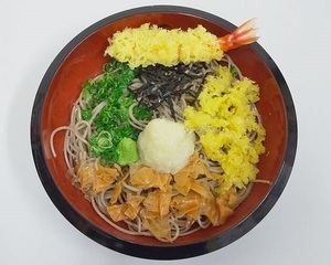 139▽食品サンプル 和食 おろし天ぷらそば 実物大 えび天接着外れ