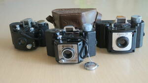 おもちゃカメラ　3点　Start 35 R、Start35（24x24）、EBONY 35 DELUXE　一光社　豊栄産業　ボルタ判　ベークライト　めばえカメラ