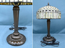 KL015 展示超美品 40年程前の保管品 希少デザイン 銅製 ブロンズ 真鍮 ステンドグラス テーブルランプ スタンド照明 デスクライト_画像4