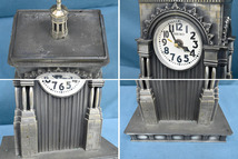 QK08 大き目 古い 昭和レトロ メタル製 クォーツ 置き時計 置時計_画像3